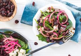 Pickled Red Onion and Blue Cheese Spinach Salad