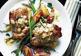 Roasted Chicken Thighs with Mustard-Thyme Sauce