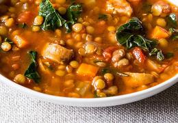 Lentil and Sausage Soup with Kale