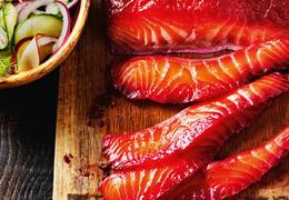 Beetroot-cured Salmon with Cucumber & Apple Pickle