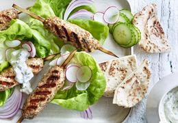 Turkey and Bulgur Kofta Kebabs with Tzatziki