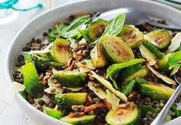 Roasted brussels sprouts & lentil salad