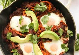 Mexican Shakshuka with Spiralized Sweet Potatoes