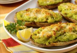 Twice-Baked Potatoes with English Peas