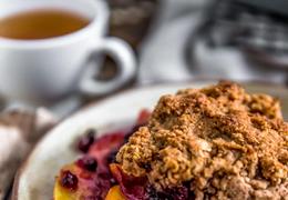 Peach Blueberry Biscuit Cobbler