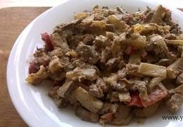 Куриная печень тушёная со сметаной и ананасами пошаговый рецепт с фото