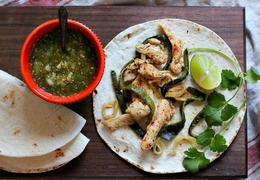 Roasted Green Chile Chicken Soft Tacos